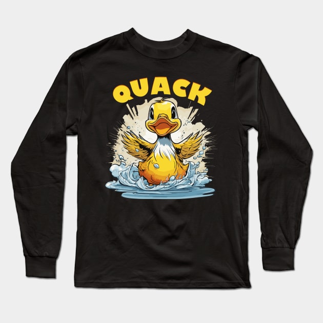 quack duck Long Sleeve T-Shirt by Kingrocker Clothing